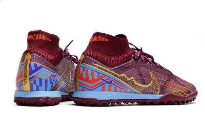 Men's Nike Air Zoom Mercurial Superfly 9 Elite TF Artificial Turf High-Tops Football Shoes - Red/Gold/Blue
