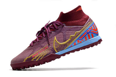 Men's Nike Air Zoom Mercurial Superfly 9 Elite TF Artificial Turf High-Tops Football Shoes - Red/Gold/Blue