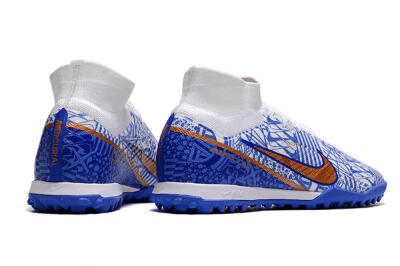 Men's Nike Air Zoom Mercurial Superfly 9 Elite TF Artificial Turf High-Tops Football Shoes - Blue/White/Gold