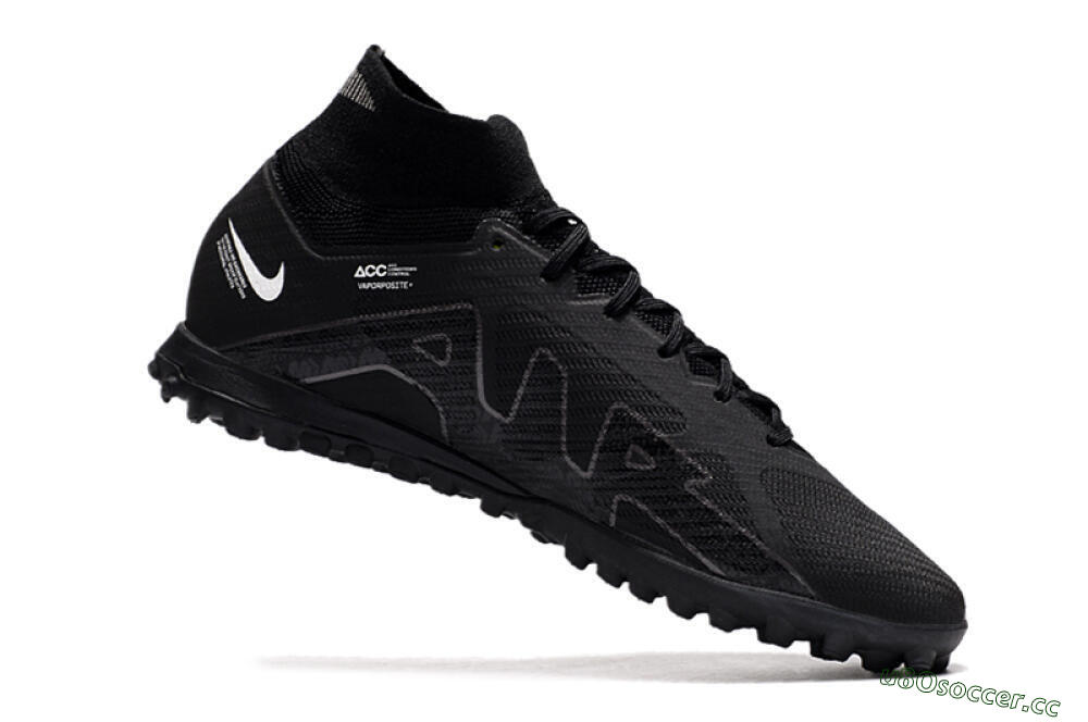 Men's Nike Air Zoom Mercurial Superfly 9 Elite TF Artificial Turf High-Tops Football Shoes - Black/White/Yellow 4