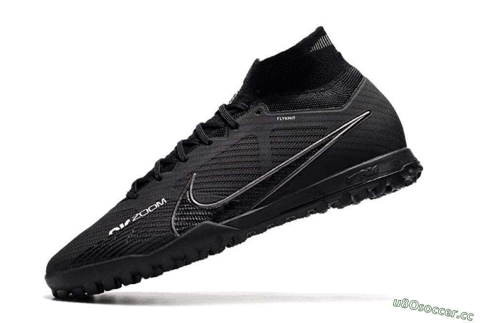 Men's Nike Air Zoom Mercurial Superfly 9 Elite TF Artificial Turf High-Tops Football Shoes - Black/White/Yellow 5