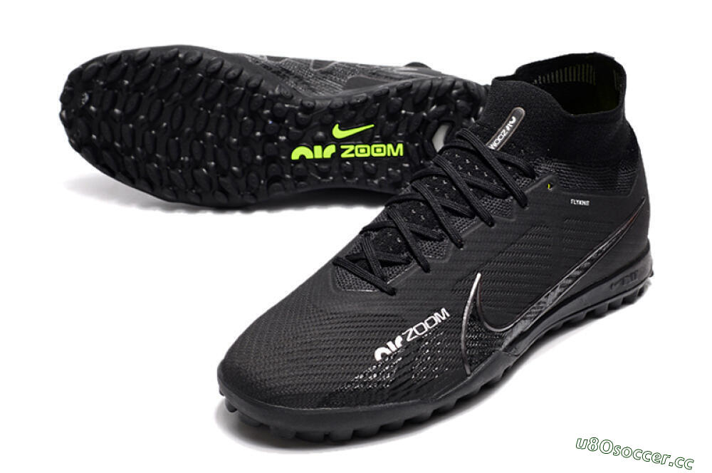 Men's Nike Air Zoom Mercurial Superfly 9 Elite TF Artificial Turf High-Tops Football Shoes - Black/White/Yellow 3
