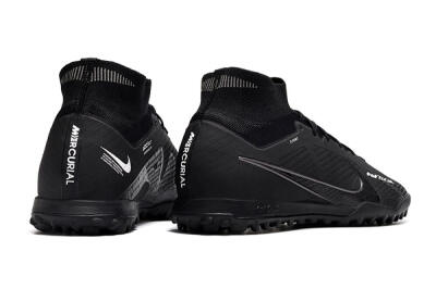 Men's Nike Air Zoom Mercurial Superfly 9 Elite TF Artificial Turf High-Tops Football Shoes - Black/White/Yellow