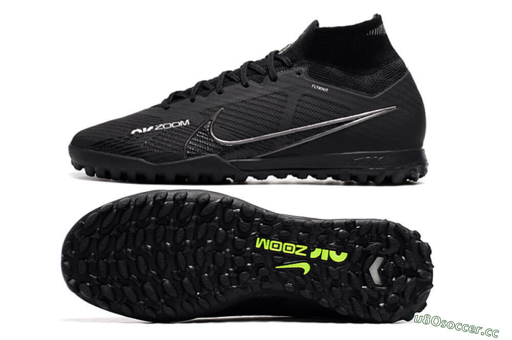 Men's Nike Air Zoom Mercurial Superfly 9 Elite TF Artificial Turf High-Tops Football Shoes - Black/White/Yellow 1