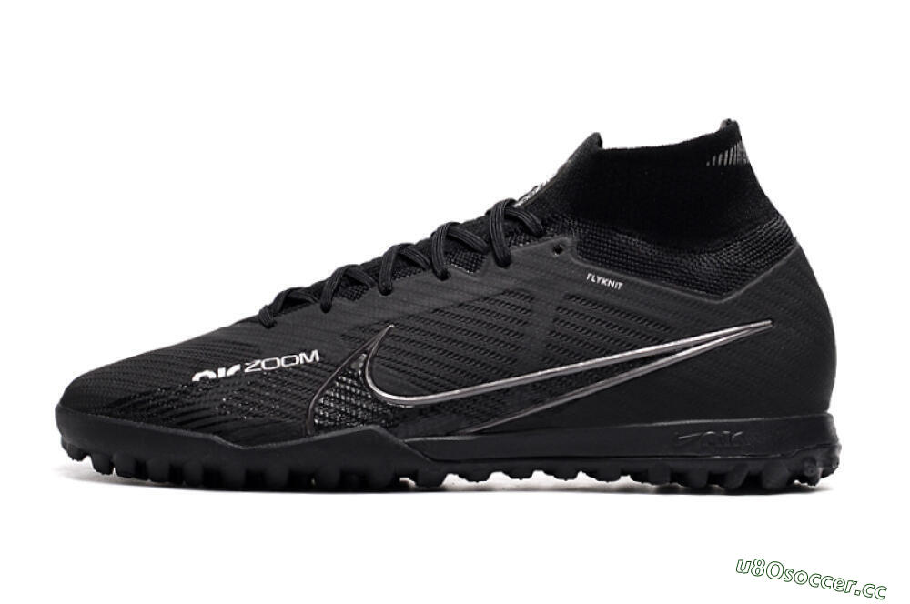 Men's Nike Air Zoom Mercurial Superfly 9 Elite TF Artificial Turf High-Tops Football Shoes - Black/White/Yellow 0