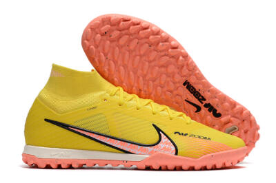 Men's Nike Air Zoom Mercurial Superfly 9 Elite TF Artificial Turf High-Tops Football Shoes - Yellow/Pink/Black