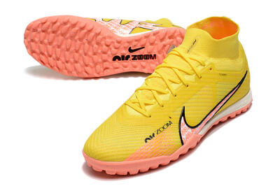 Men's Nike Air Zoom Mercurial Superfly 9 Elite TF Artificial Turf High-Tops Football Shoes - Yellow/Pink/Black