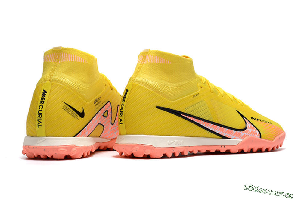 Men's Nike Air Zoom Mercurial Superfly 9 Elite TF Artificial Turf High-Tops Football Shoes - Yellow/Pink/Black 6