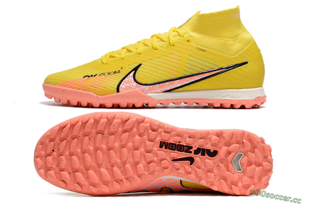 Men's Nike Air Zoom Mercurial Superfly 9 Elite TF Artificial Turf High-Tops Football Shoes - Yellow/Pink/Black 1