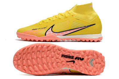 Men's Nike Air Zoom Mercurial Superfly 9 Elite TF Artificial Turf High-Tops Football Shoes - Yellow/Pink/Black