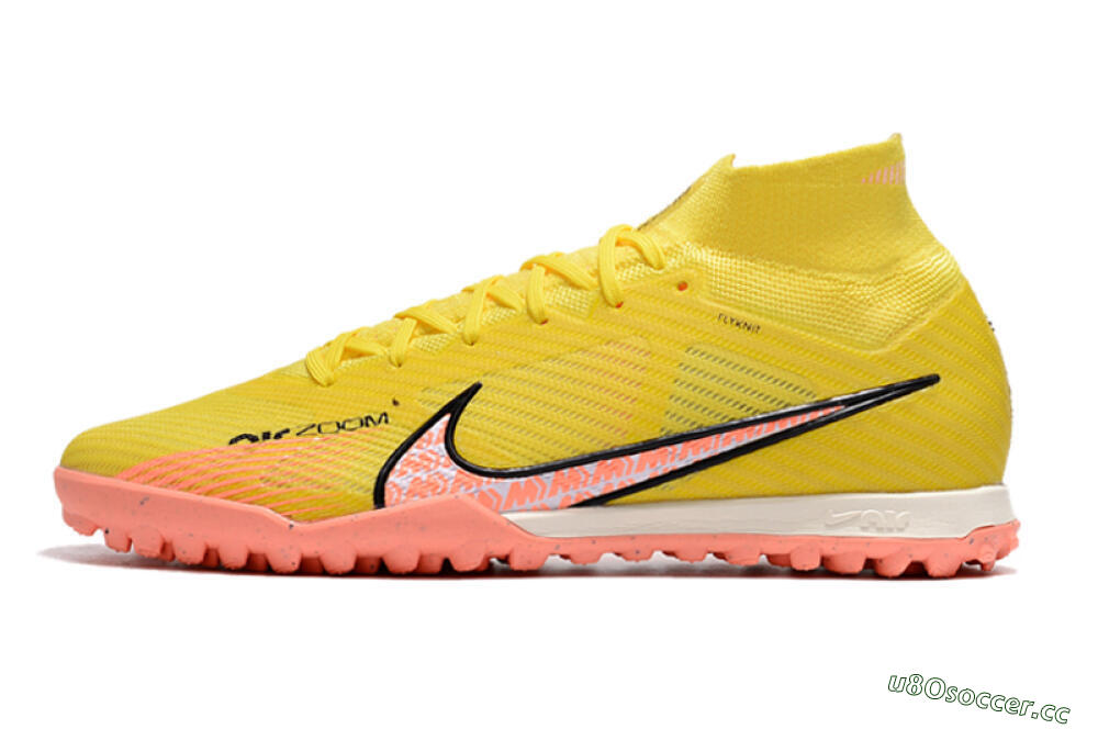 Men's Nike Air Zoom Mercurial Superfly 9 Elite TF Artificial Turf High-Tops Football Shoes - Yellow/Pink/Black 0