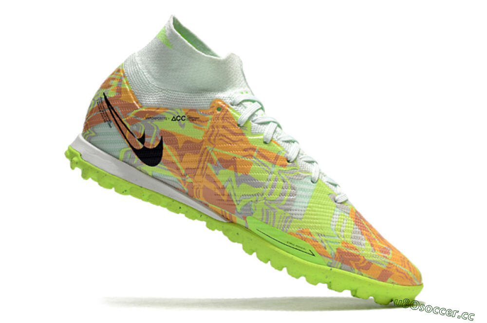 Men's Nike Air Zoom Mercurial Superfly 9 Elite TF Artificial Turf High-Tops Football Shoes - Yellow/Brown/Black 4