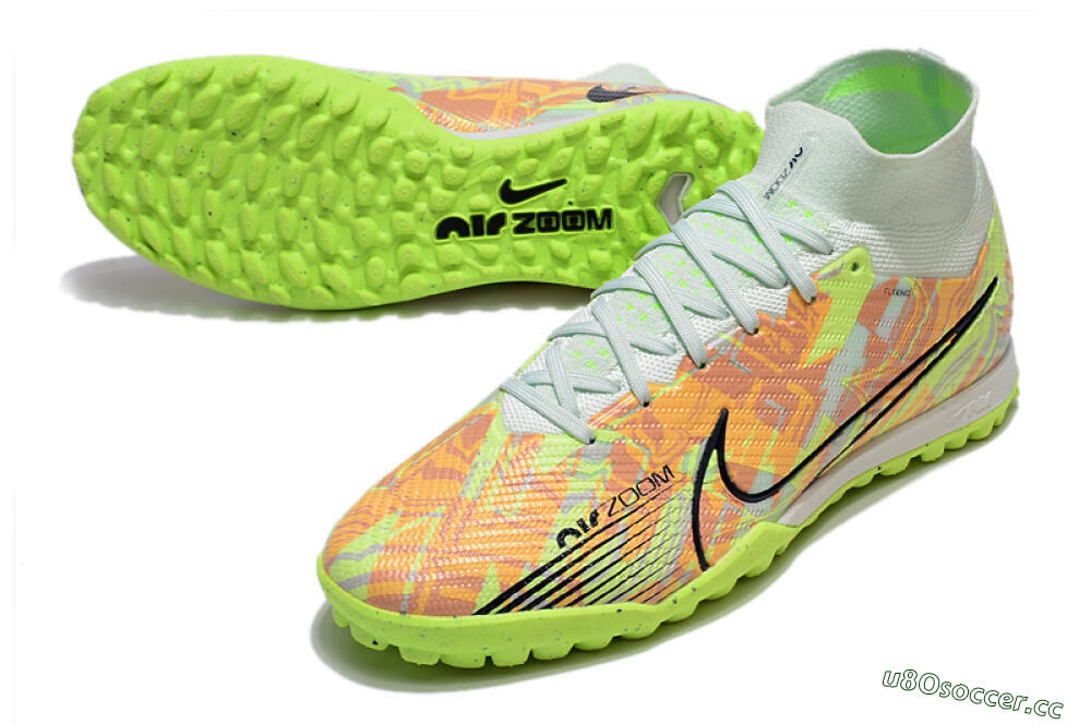 Men's Nike Air Zoom Mercurial Superfly 9 Elite TF Artificial Turf High-Tops Football Shoes - Yellow/Brown/Black 3