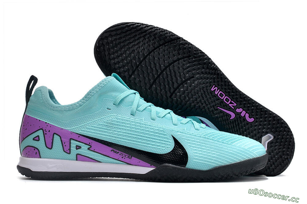 Men's Nike Air Zoom Mercurial Vapor 15 Pro IC Indoor & Futsal Low-Tops Football Shoes - Jade/Black/Purple 2