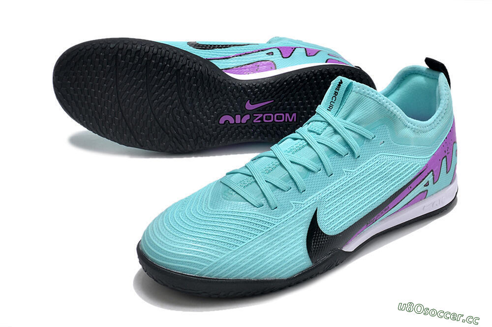 Men's Nike Air Zoom Mercurial Vapor 15 Pro IC Indoor & Futsal Low-Tops Football Shoes - Jade/Black/Purple 3