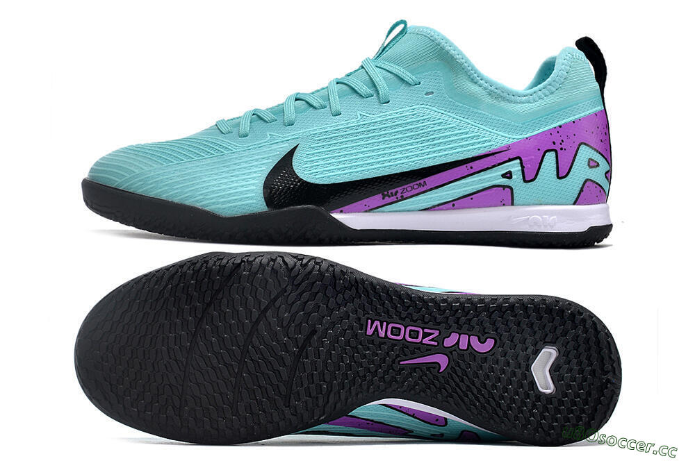 Men's Nike Air Zoom Mercurial Vapor 15 Pro IC Indoor & Futsal Low-Tops Football Shoes - Jade/Black/Purple 1
