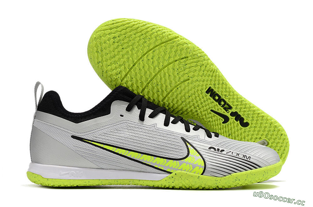 Men's Nike Air Zoom Mercurial Vapor 15 Pro IC Indoor & Futsal Low-Tops Football Shoes - Silver/Yellow/Black 2
