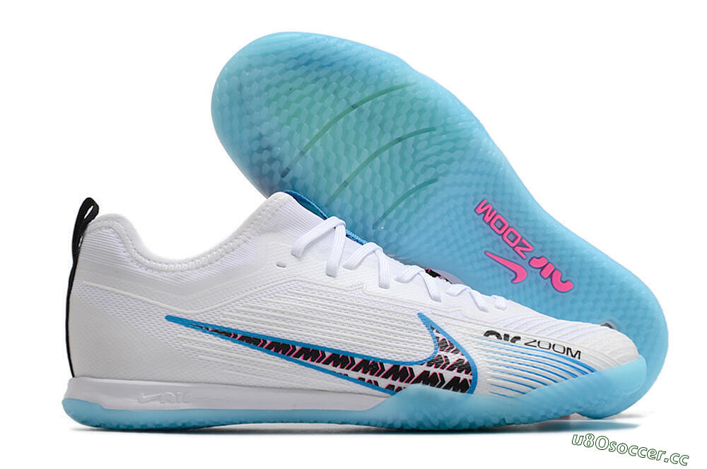 Men's Nike Air Zoom Mercurial Vapor 15 Pro IC Indoor & Futsal Low-Tops Football Shoes - White/Blue/Pink 2