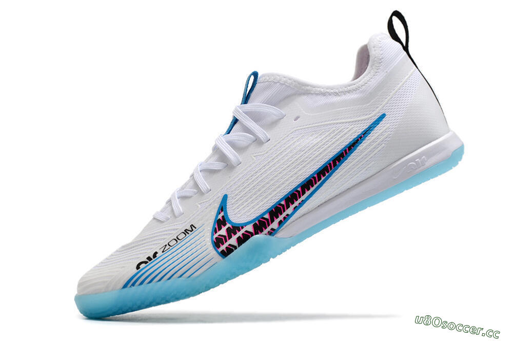 Men's Nike Air Zoom Mercurial Vapor 15 Pro IC Indoor & Futsal Low-Tops Football Shoes - White/Blue/Pink 5