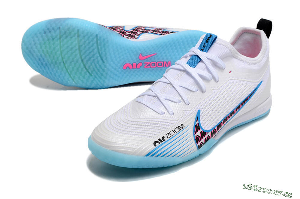 Men's Nike Air Zoom Mercurial Vapor 15 Pro IC Indoor & Futsal Low-Tops Football Shoes - White/Blue/Pink 3