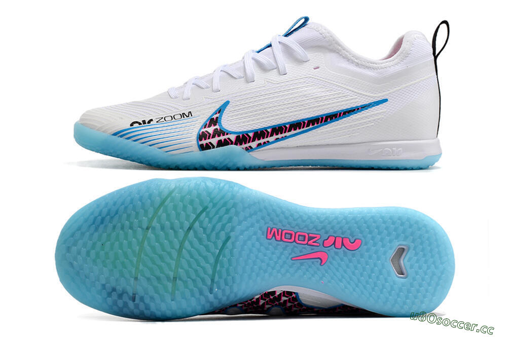 Men's Nike Air Zoom Mercurial Vapor 15 Pro IC Indoor & Futsal Low-Tops Football Shoes - White/Blue/Pink 1