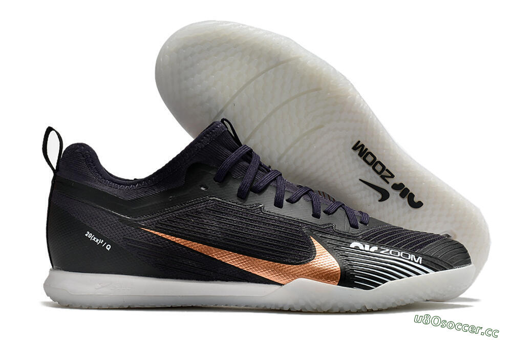 Men's Nike Air Zoom Mercurial Vapor 15 Pro IC Indoor & Futsal Low-Tops Football Shoes - Black/Gold/White 2
