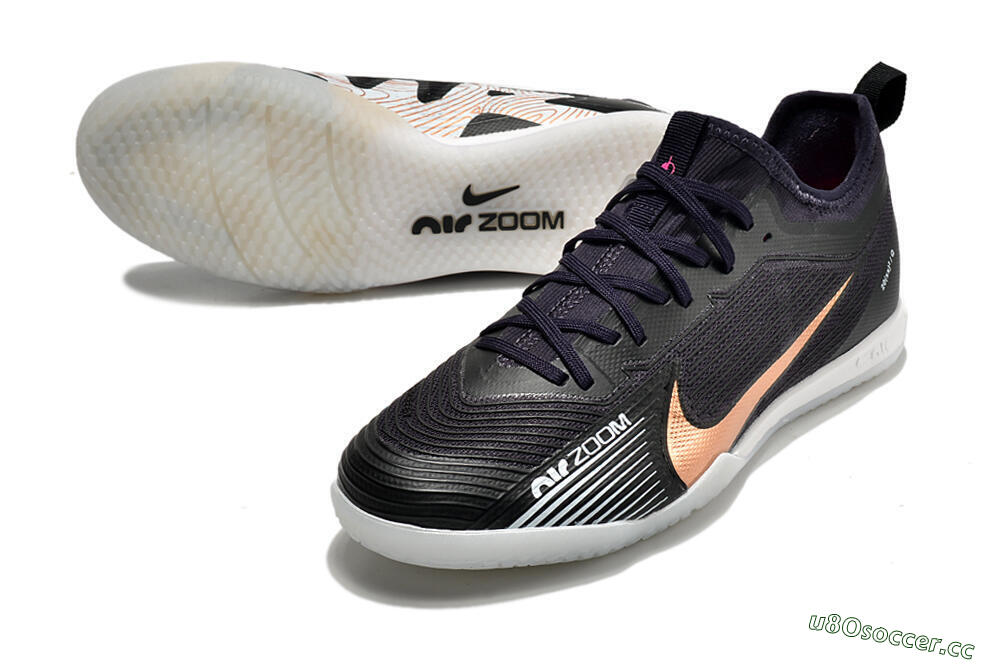 Men's Nike Air Zoom Mercurial Vapor 15 Pro IC Indoor & Futsal Low-Tops Football Shoes - Black/Gold/White 3