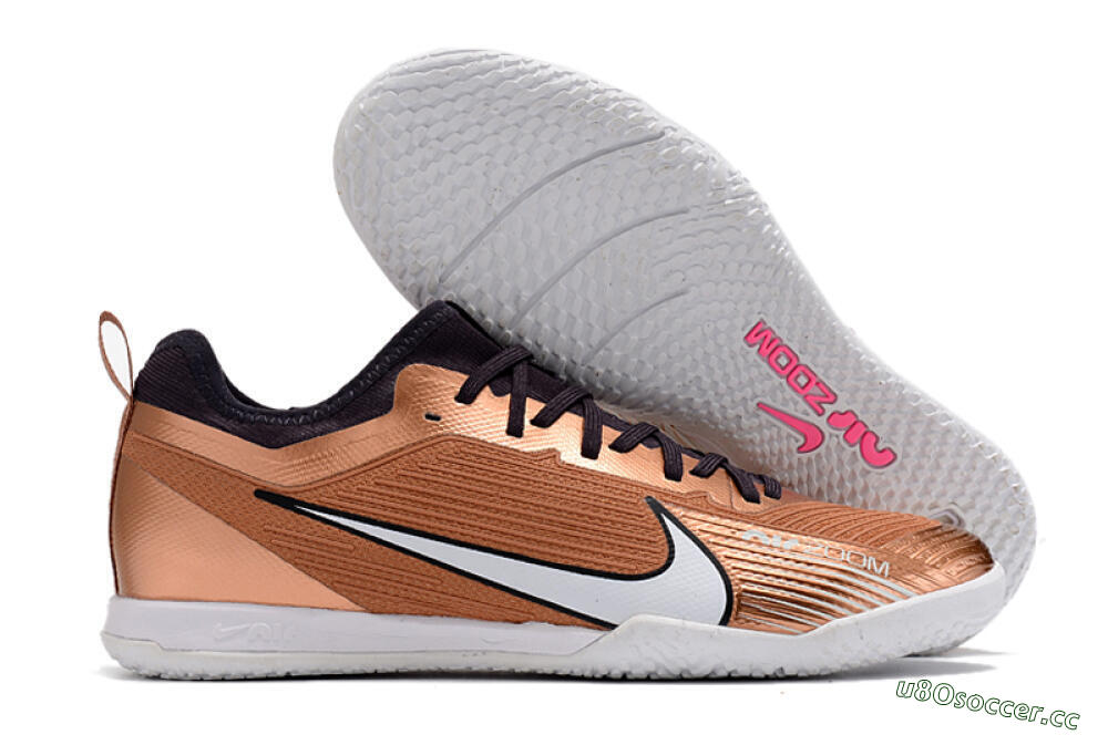 Men's Nike Air Zoom Mercurial Vapor 15 Pro IC Indoor & Futsal Low-Tops Football Shoes - Gold/White/Black 2