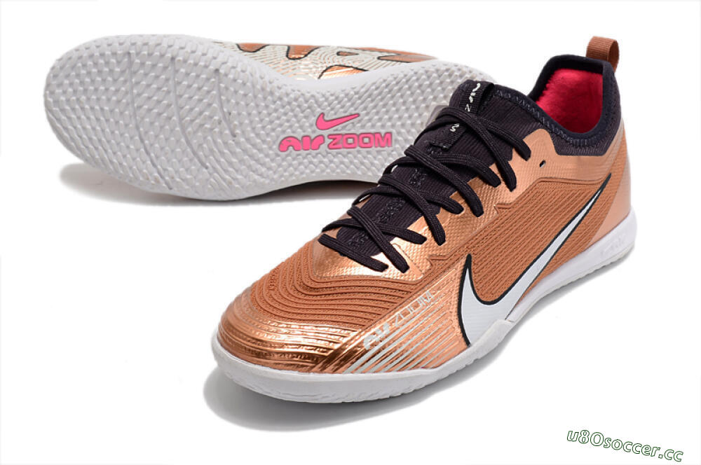 Men's Nike Air Zoom Mercurial Vapor 15 Pro IC Indoor & Futsal Low-Tops Football Shoes - Gold/White/Black 3