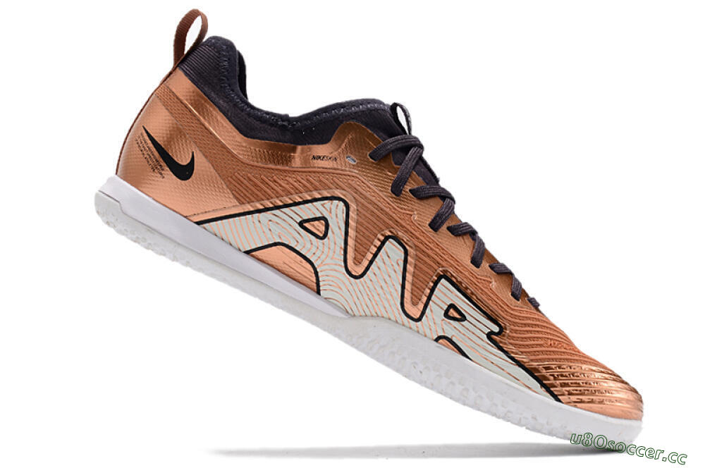 Men's Nike Air Zoom Mercurial Vapor 15 Pro IC Indoor & Futsal Low-Tops Football Shoes - Gold/White/Black 4