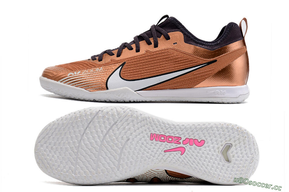Men's Nike Air Zoom Mercurial Vapor 15 Pro IC Indoor & Futsal Low-Tops Football Shoes - Gold/White/Black 1