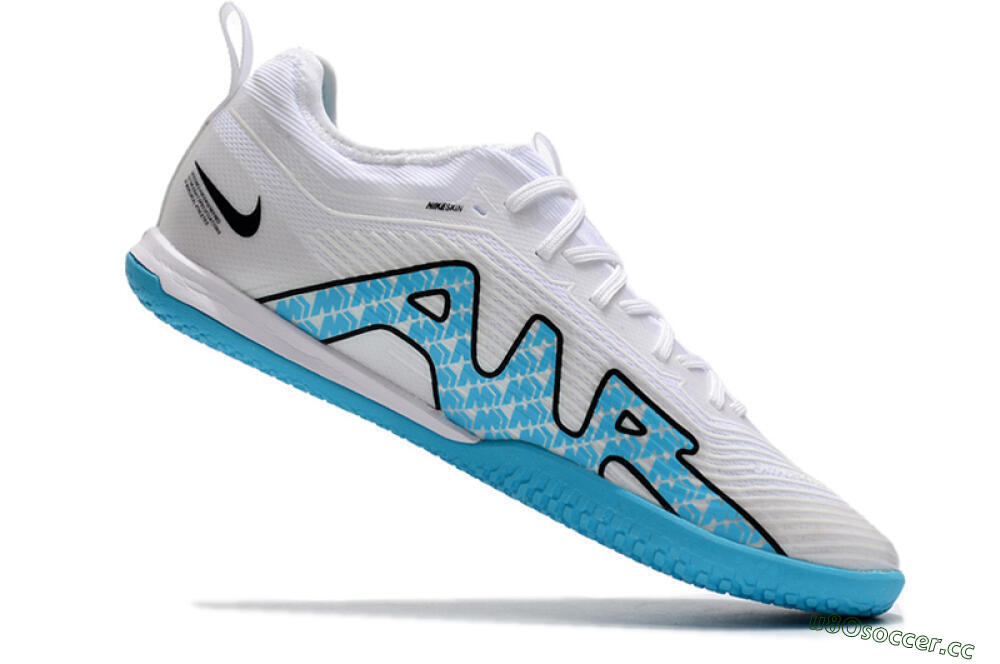Men's Nike Air Zoom Mercurial Vapor 15 Pro IC Indoor & Futsal Low-Tops Football Shoes - White/Blue/Black 4