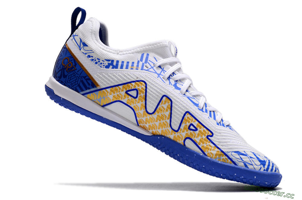 Men's Nike Air Zoom Mercurial Vapor 15 Pro IC Indoor & Futsal Low-Tops Football Shoes - White/Blue/Gold 4