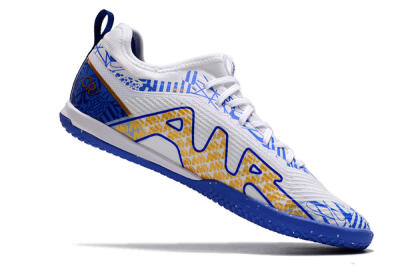 Men's Nike Air Zoom Mercurial Vapor 15 Pro IC Indoor & Futsal Low-Tops Football Shoes - White/Blue/Gold