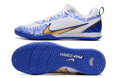 Men's Nike Air Zoom Mercurial Vapor 15 Pro IC Indoor & Futsal Low-Tops Football Shoes - White/Blue/Gold