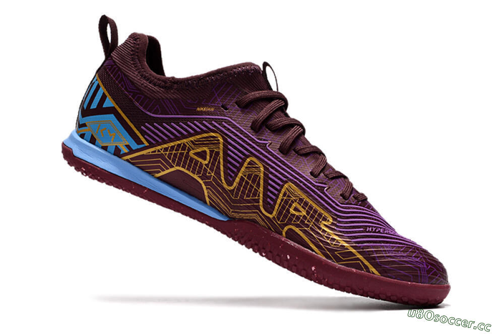 Men's Nike Air Zoom Mercurial Vapor 15 Pro IC Indoor & Futsal Low-Tops Football Shoes - Red/Purple/Gold/Blue 4
