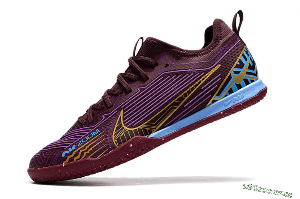 Men's Nike Air Zoom Mercurial Vapor 15 Pro IC Indoor & Futsal Low-Tops Football Shoes - Red/Purple/Gold/Blue 5