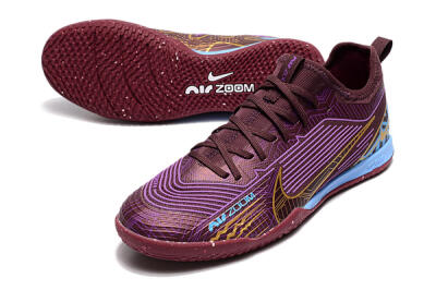 Men's Nike Air Zoom Mercurial Vapor 15 Pro IC Indoor & Futsal Low-Tops Football Shoes - Red/Purple/Gold/Blue