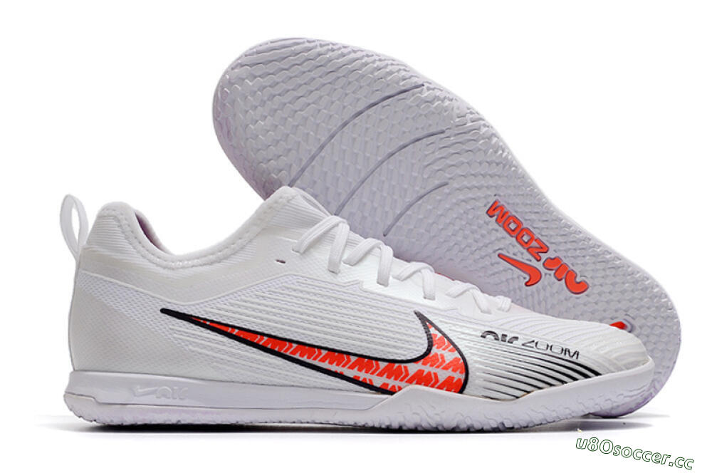 Men's Nike Air Zoom Mercurial Vapor 15 Pro IC Indoor & Futsal Low-Tops Football Shoes - White/Black/Red 2