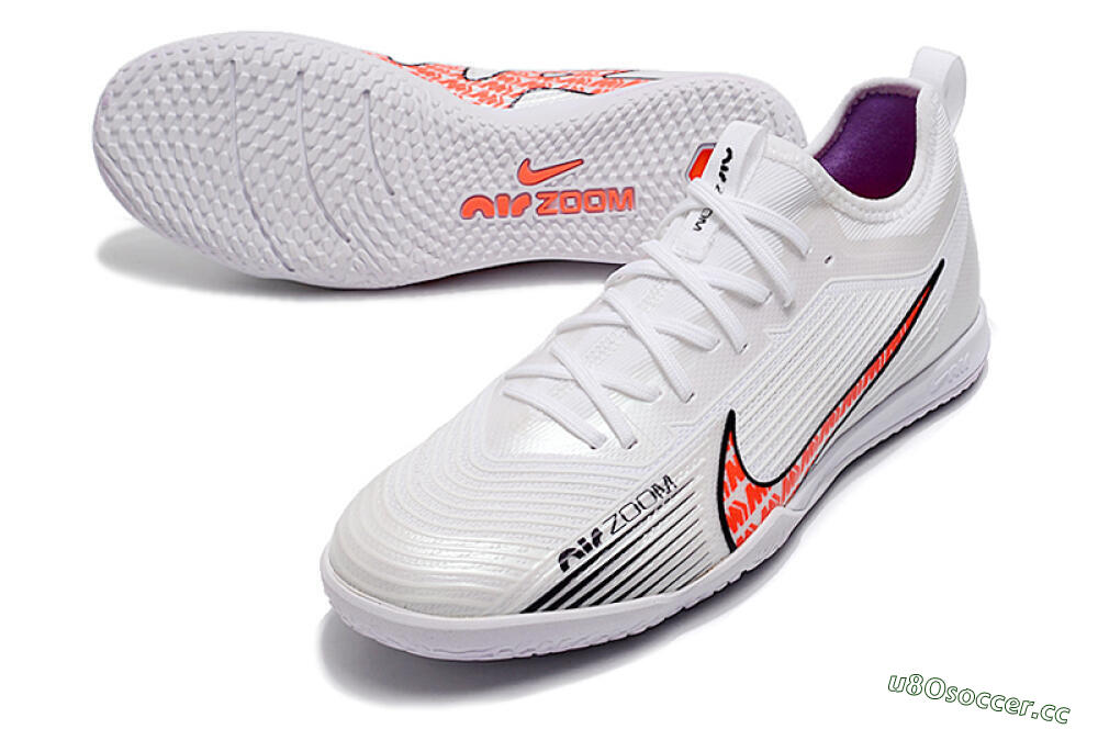 Men's Nike Air Zoom Mercurial Vapor 15 Pro IC Indoor & Futsal Low-Tops Football Shoes - White/Black/Red 3
