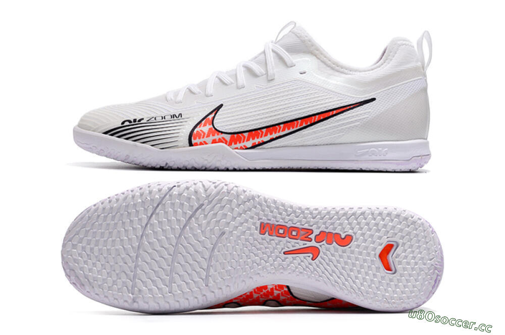 Men's Nike Air Zoom Mercurial Vapor 15 Pro IC Indoor & Futsal Low-Tops Football Shoes - White/Black/Red 1