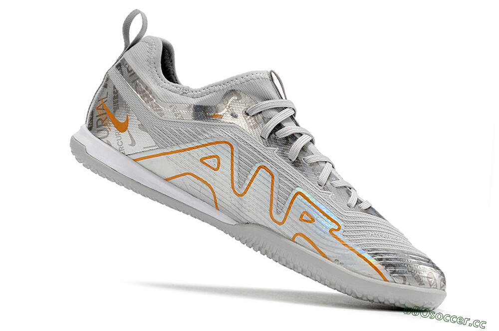 Men's Nike Air Zoom Mercurial Vapor 15 Pro IC Indoor & Futsal Low-Tops Football Shoes - Silver/Gold/White 4