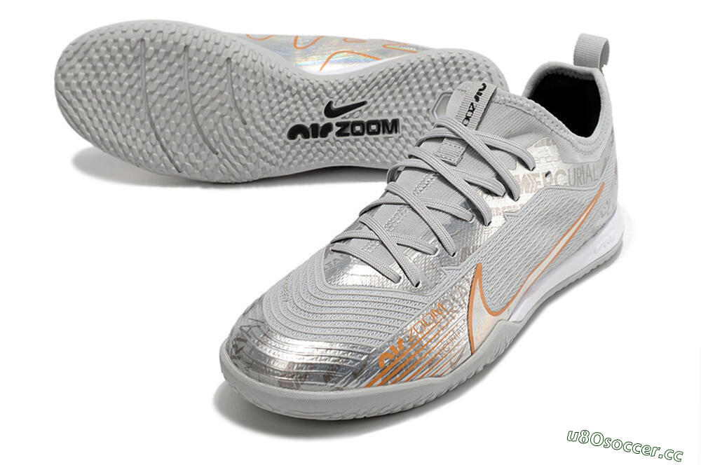 Men's Nike Air Zoom Mercurial Vapor 15 Pro IC Indoor & Futsal Low-Tops Football Shoes - Silver/Gold/White 3
