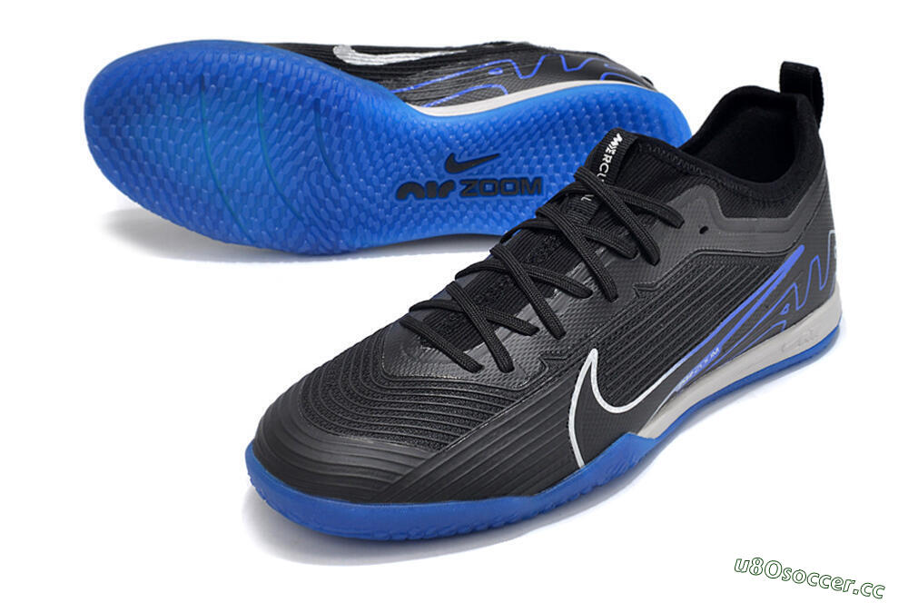 Men's Nike Air Zoom Mercurial Vapor 15 Pro IC Indoor & Futsal Low-Tops Football Shoes - Black/Silver/Blue 3