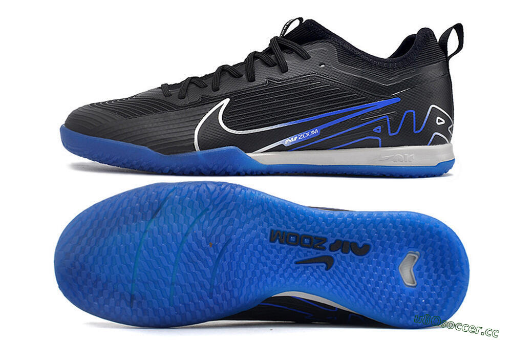 Men's Nike Air Zoom Mercurial Vapor 15 Pro IC Indoor & Futsal Low-Tops Football Shoes - Black/Silver/Blue 1