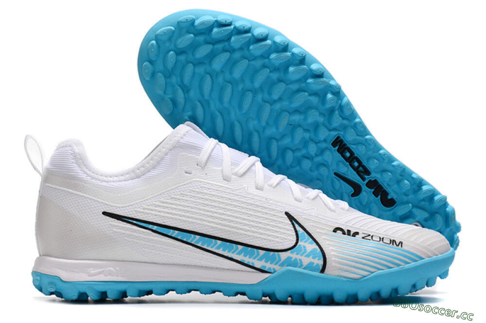 Men's Nike Air Zoom Mercurial Vapor 15 Pro TF Artificial Turf Low-Tops Football Shoes - White/Blue/Black 2