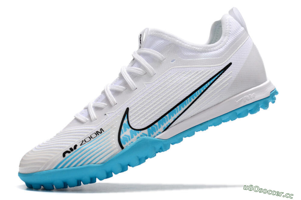 Men's Nike Air Zoom Mercurial Vapor 15 Pro TF Artificial Turf Low-Tops Football Shoes - White/Blue/Black 5