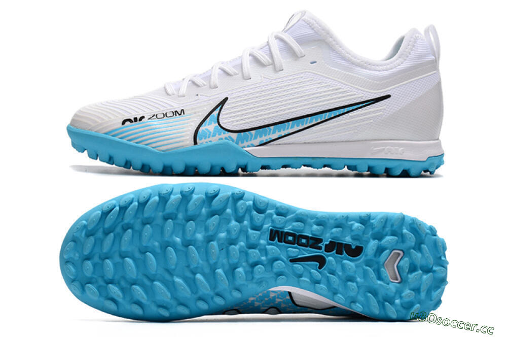 Men's Nike Air Zoom Mercurial Vapor 15 Pro TF Artificial Turf Low-Tops Football Shoes - White/Blue/Black 1