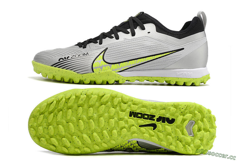 Men's Nike Air Zoom Mercurial Vapor 15 Pro TF Artificial Turf Low-Tops Football Shoes - Silver/Yellow/Black 1