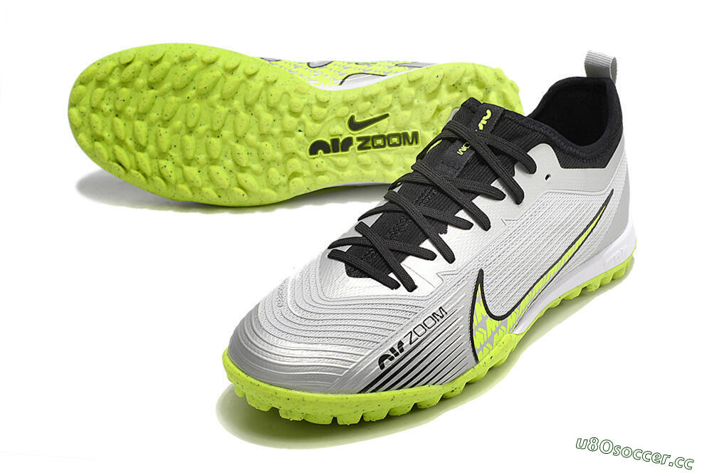 Men's Nike Air Zoom Mercurial Vapor 15 Pro TF Artificial Turf Low-Tops Football Shoes - Silver/Yellow/Black 3